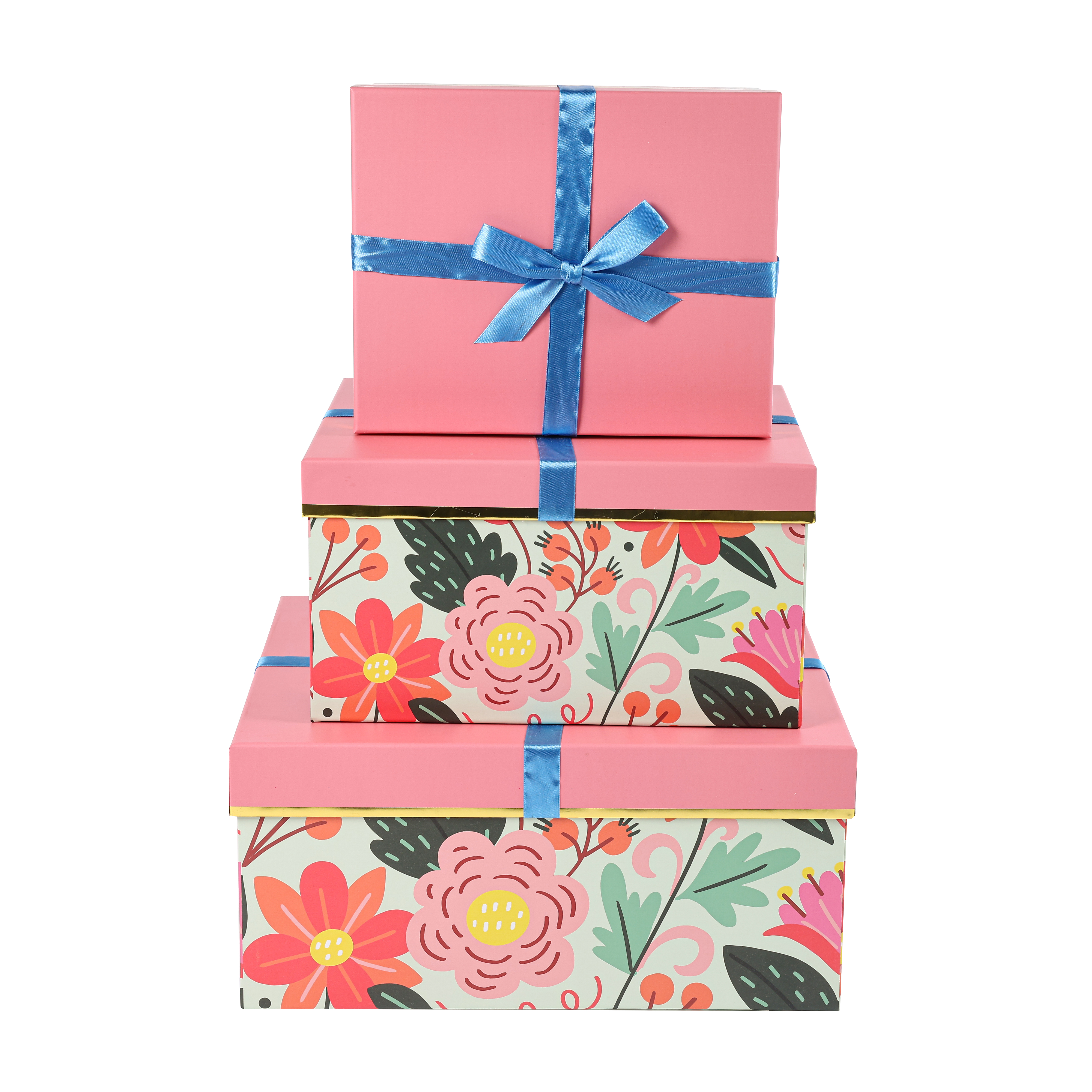 Bow Pink Flower Heaven and Earth Cover Gift Paper Box GB006